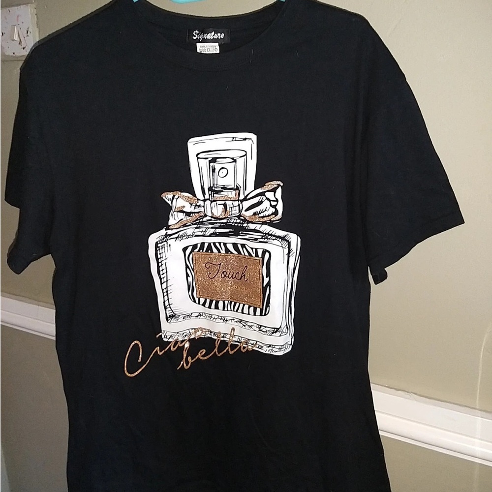 Black Graphic T-Shirt with Perfume Bottle Design